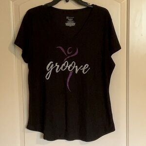 Body Groove Logo Glitter Tee - Size L/XL